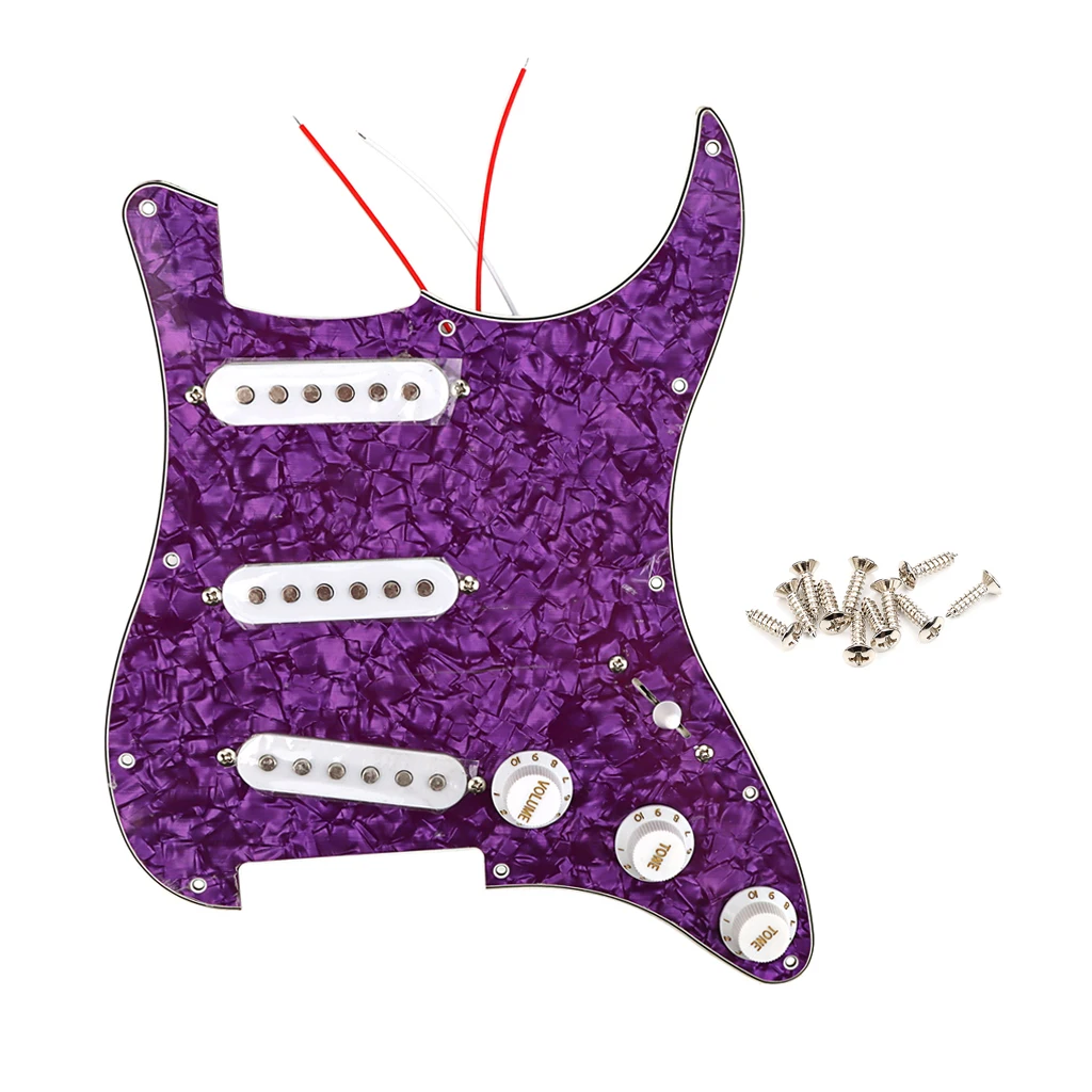 

3Ply SSS Guitar Loaded Pickguard Purple Pearl Triple Loaded Guitar Pickguard Pre-wired for Strat Style Electric Guitar