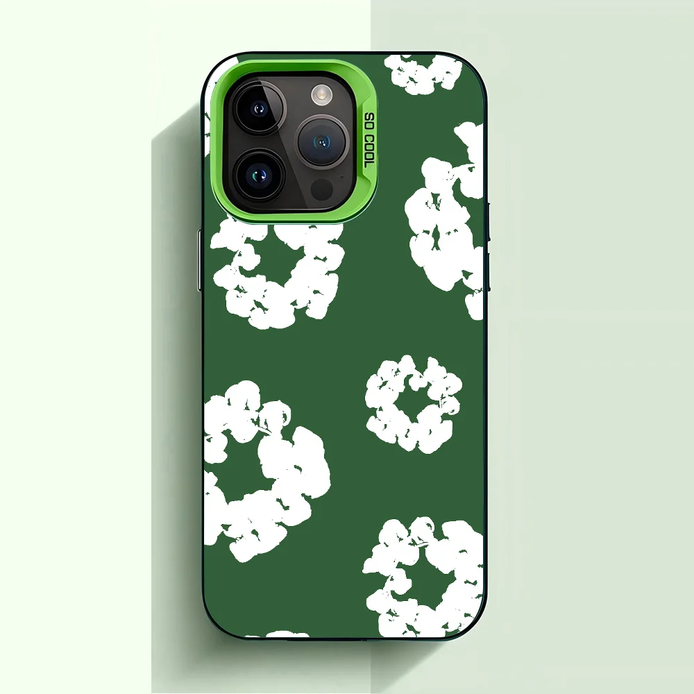 Luxe Bloemen Telefoonhoesje voor iPhone 17 17e 16e 16 15 14 13 12 11 mini Pro Max Plus Anti-val Matte Achterkant D-Denims Tears