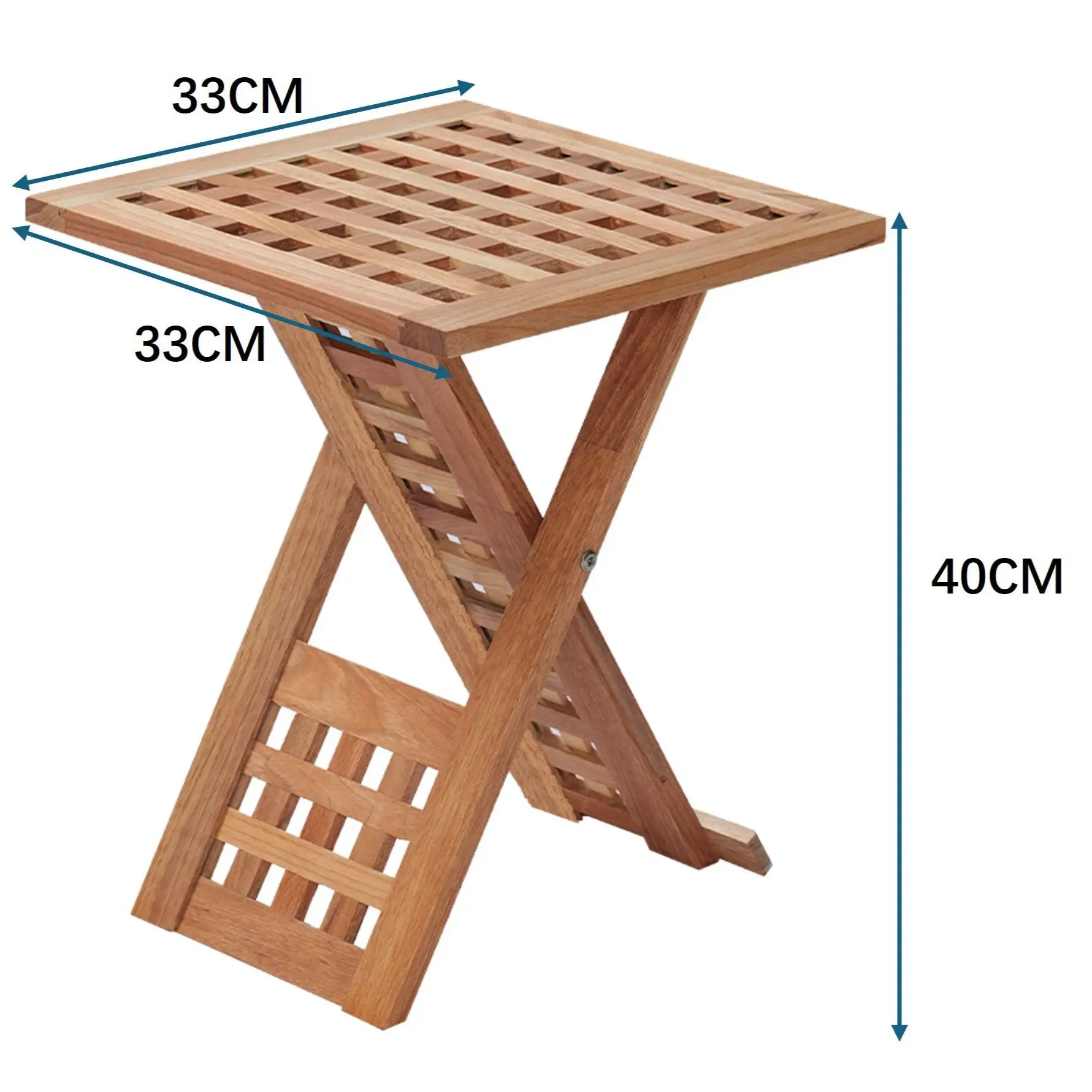 Foldable Wooden Side Table Square Grid Top Portable Coffee Table For Balcony Patio Camping Picnic Indoor Outdoor Use Lightweight