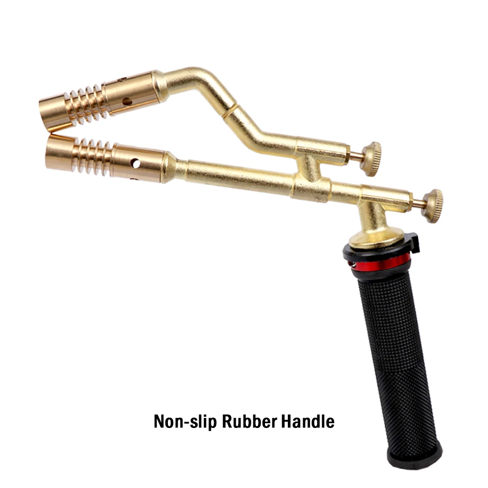 High Quality Double Head Copper Welding Flame Torch, 2000℃ LPG Propane Flamethrower for Air Conditioner Repair Soldering Work