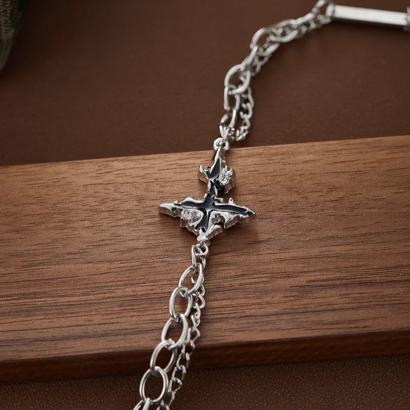 فاسق الأسود لهب سوار السيدات الرجال العصرية الهيب هوب مجوهرات خمر القوطية Y2K سحر Kpop الهدايا والاكسسوارات