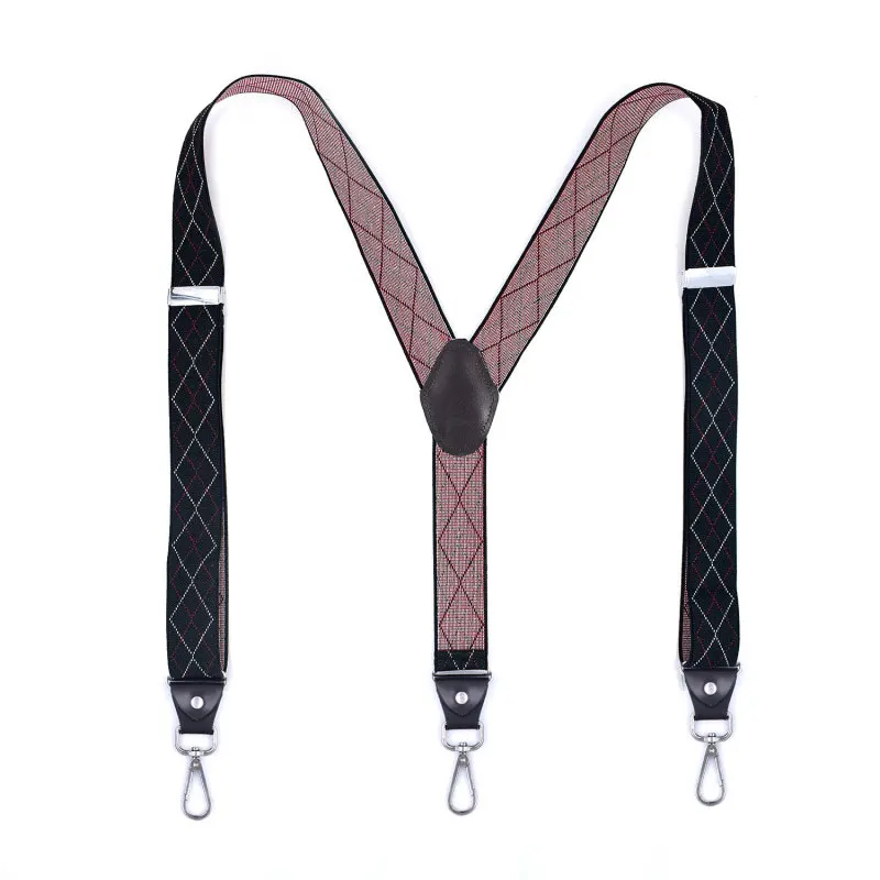 حمالات رجالية قابلة للتعديل على شكل حرف Y مع أشرطة مرنة وحمالات متينة وقوية للعمل