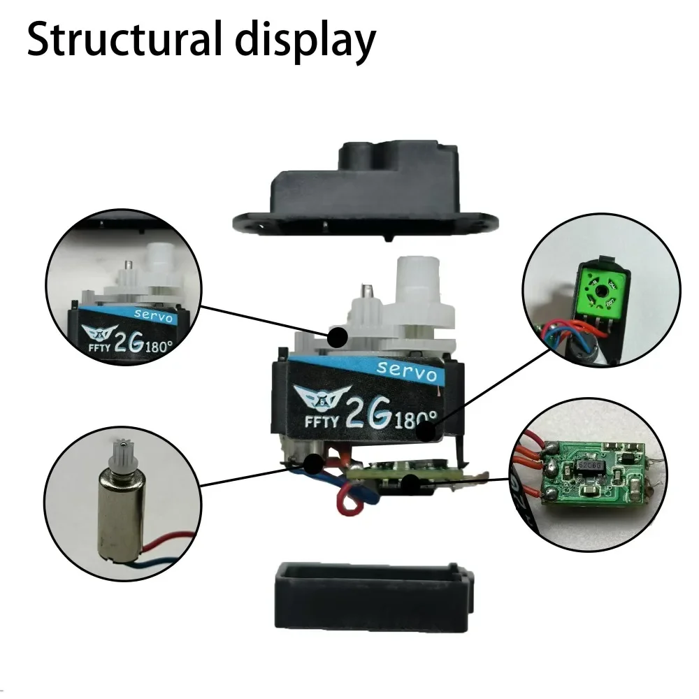 2g servo motor FFTY JST1.25 interface fixed wing F3P model drone toy quick detachable small servo plastic gear