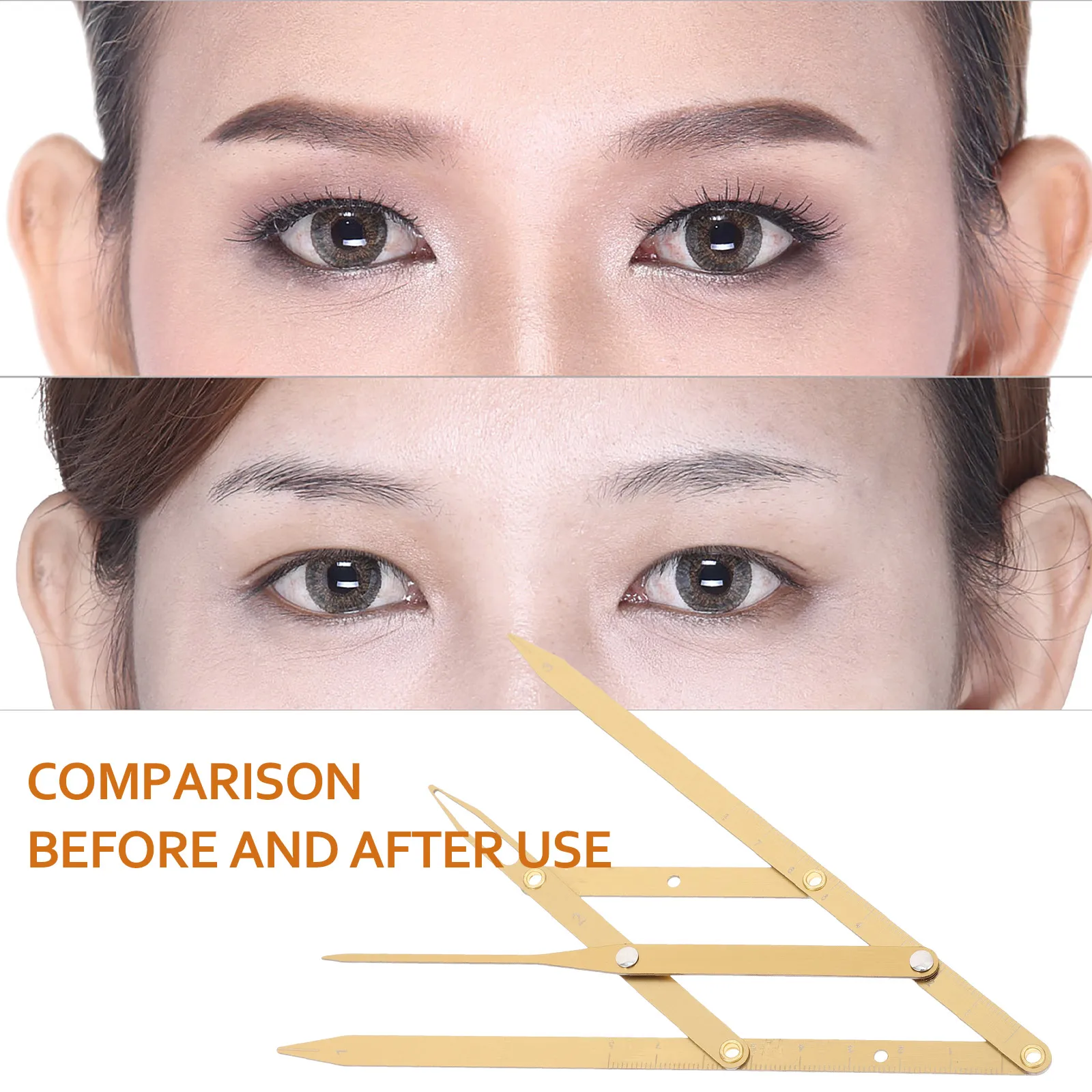 1 قطعة انزلاق ثلاث نقاط الفولاذ المقاوم للصدأ الحاجب حاكم قابل للتعديل نسبة الذهب أداة قياس ل Microblading المهنية