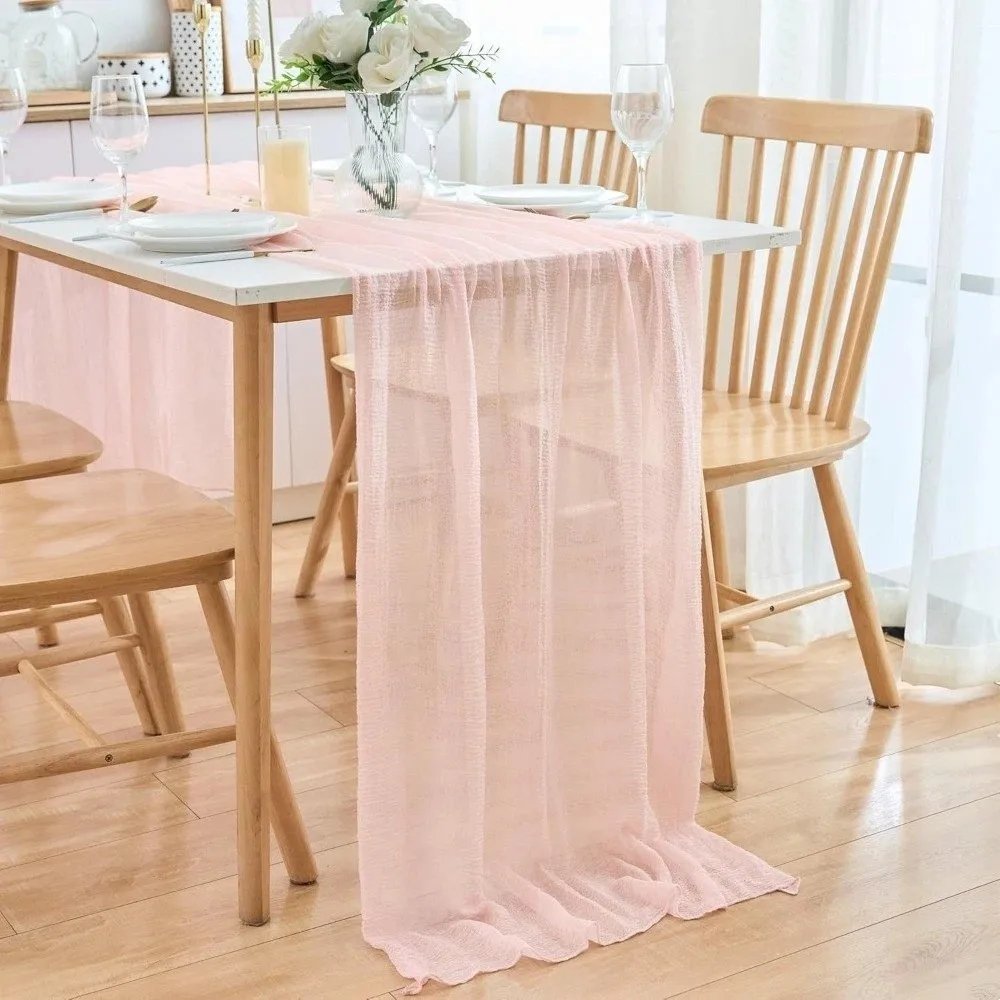 

Винтажные скатерти-дорожки из плиссированной ткани, сирсакера, муслина, 300 см, полупрозрачные, для свадебного декора и дней рождения