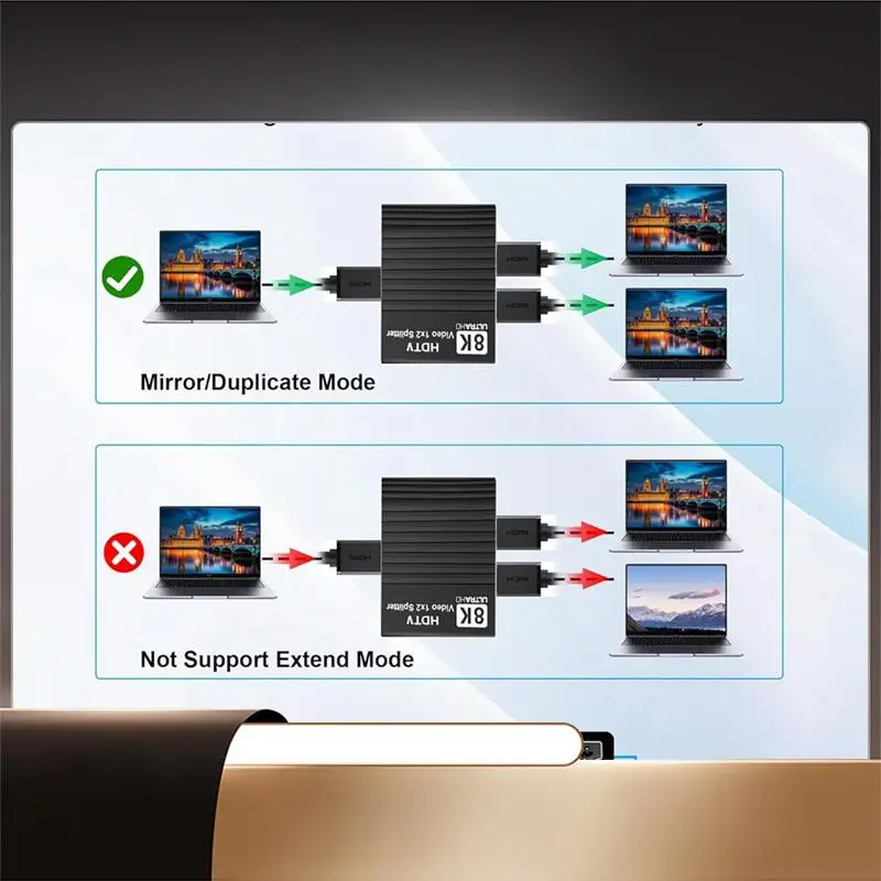 

Разветвитель 2,1 от 1 до 2 для 8K HDTV Ultra HD 8K 60 Гц/4K 120 Гц/1080P 240 Гц EDID для PS5 ПК Ноутбук Conputer-X64A