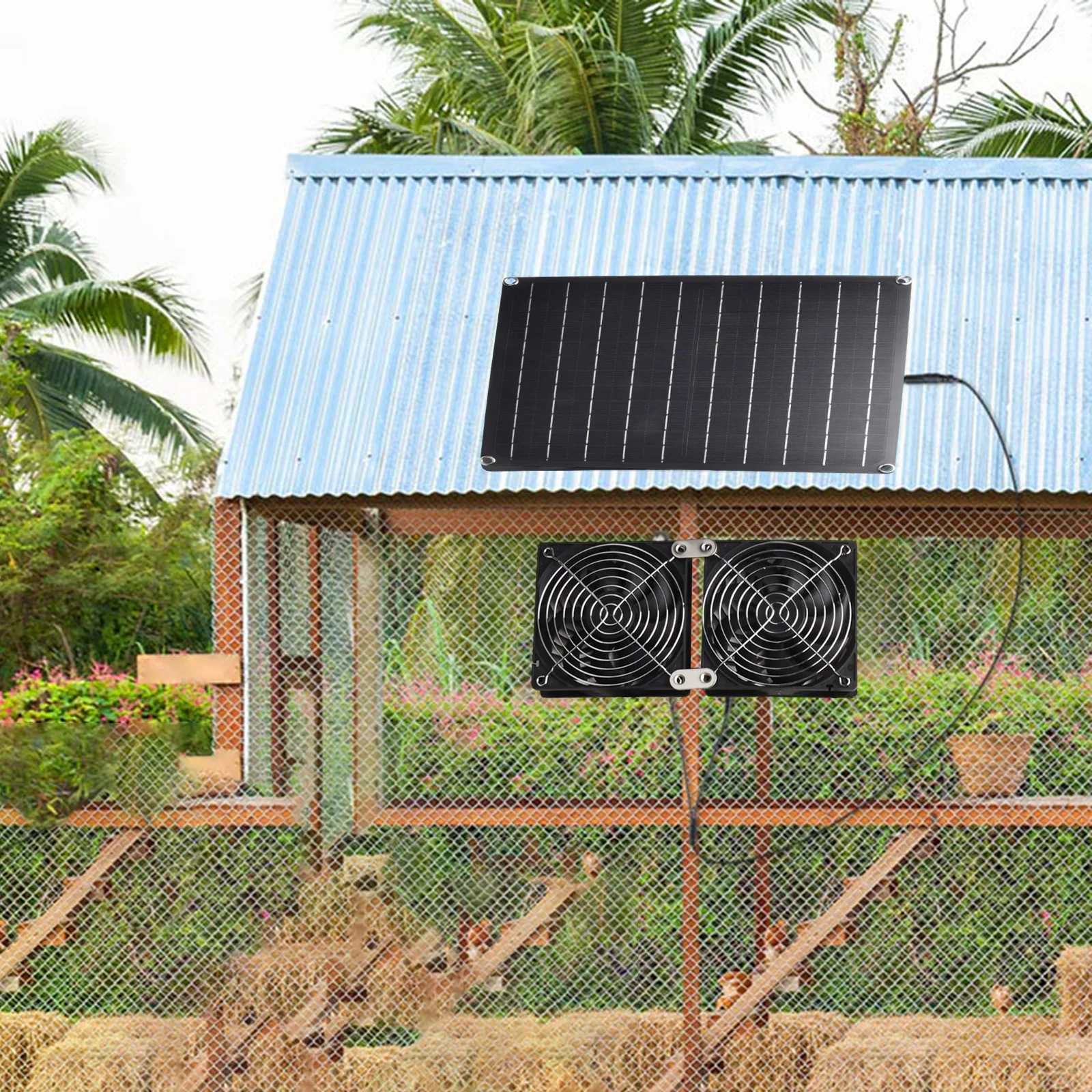 Zonneventilator 25W waterdichte ventilator Geschikt buitenkas Kippenhok Alternatieve zonne-energiebenodigdheden Uitlaatkoeling Ventilatieopeningen