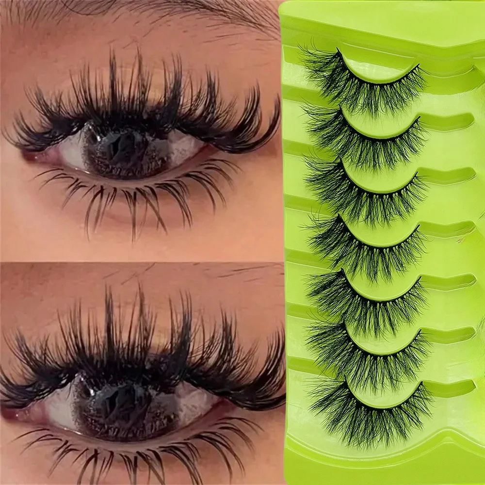 7 pares de pestañas postizas estilo hada, naturalmente gruesas, adecuadas para ojos de gato y maquillaje puntiagudo, perfectas para realzar su apariencia