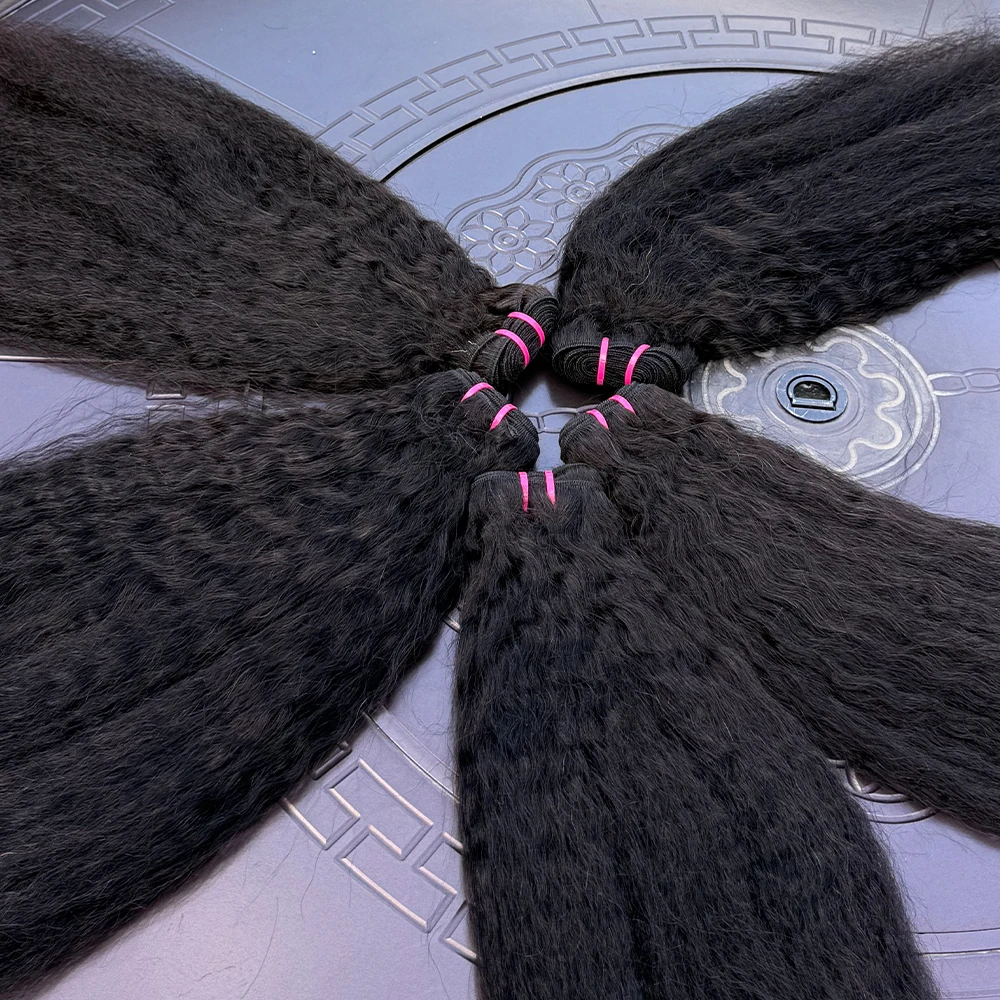 Yaki feixes retos de cabelo humano não processado 100% cabelo humano kinky pacotes retos 8-30 polegadas extensão completa do cabelo humano