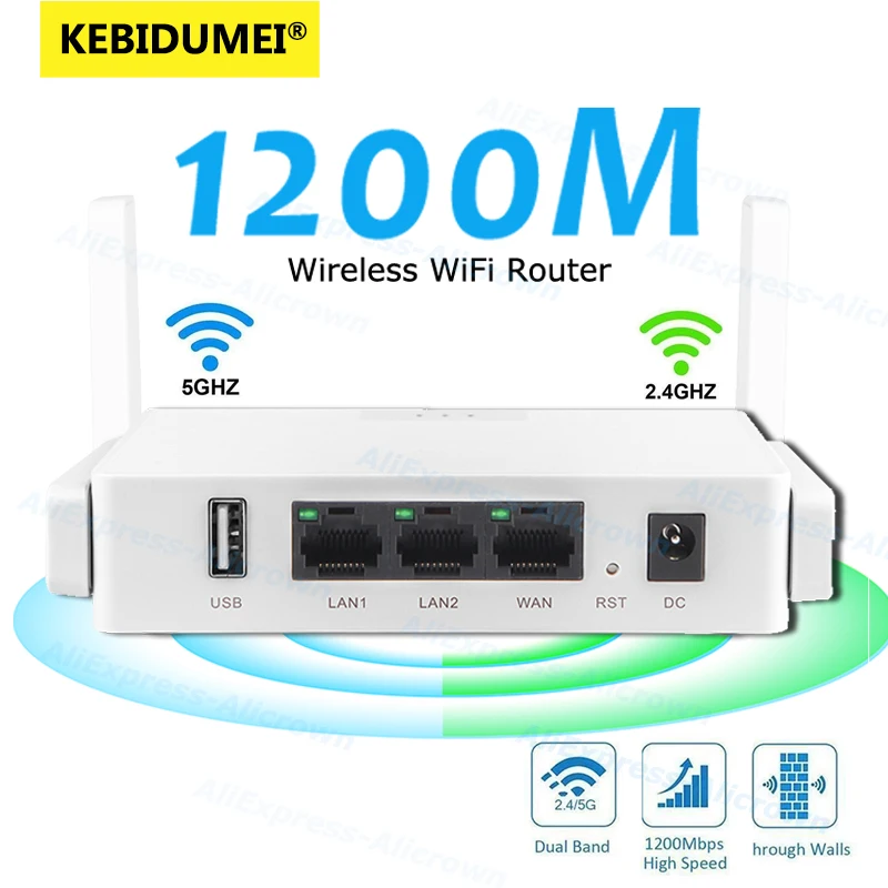 

1200mbps WiFi Router External Antenna Modem Router 2.4G/5G Wide Coverage WiFi Repeater Home Office Amplification Signal Router