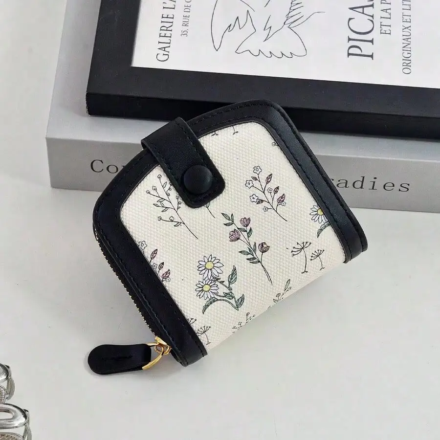 

Ditsy Floral Compact Sweet Zipper Coin /Wallet And Students Birthday Gifts Thanksgiving Women Wallet Purse Wallet Small Wallet