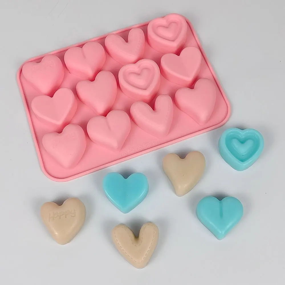 

12 Holes Heart Shape Silicone Molds Cement Candle Mold Chocolate Mould Aromatherapy Plaster Mold Fondant Cake Mould Tools