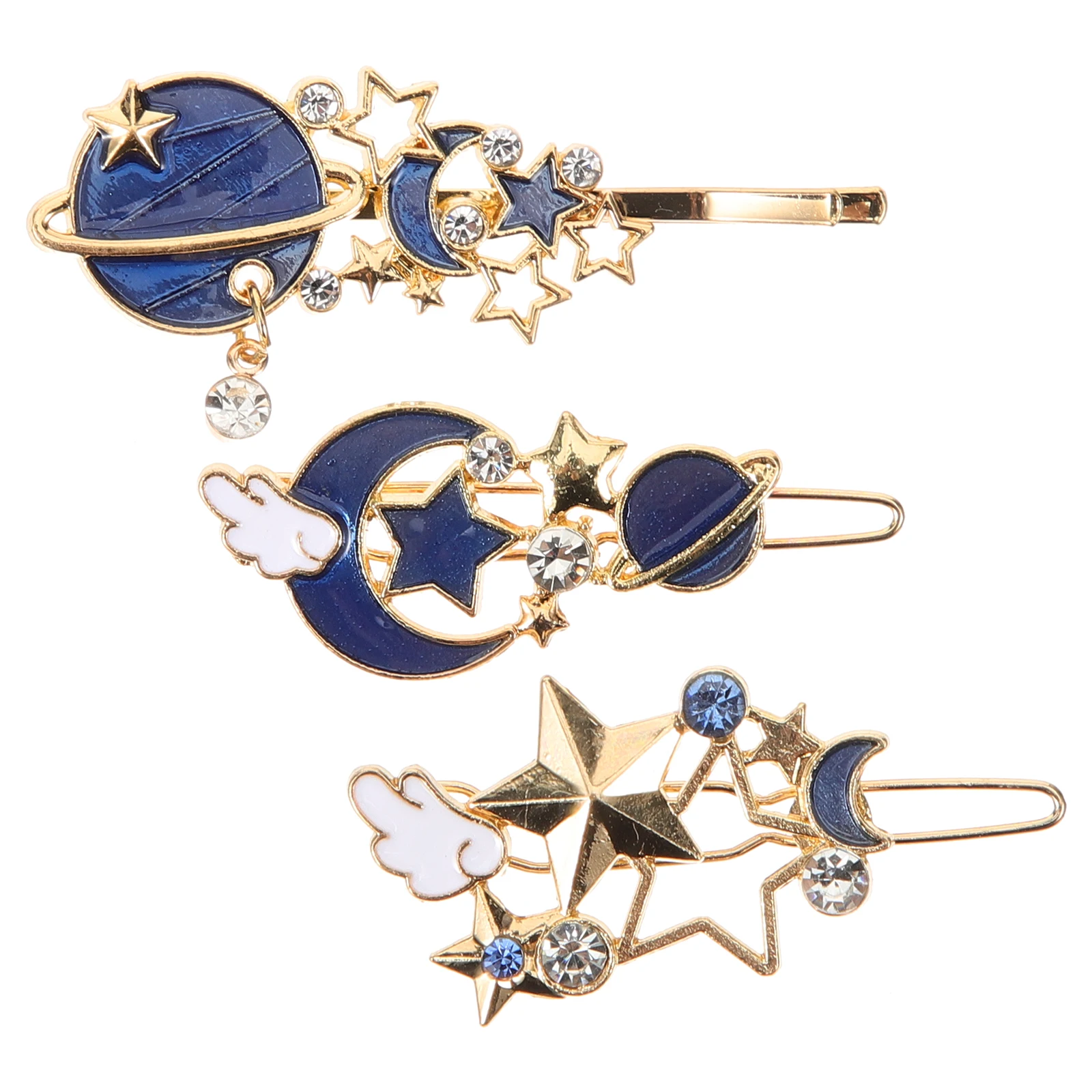 

3pcs Geometric Hairpin Moon Star Clips Vintage Metal Hair Accessories Women Occasions Wedding Prom Evening Party
