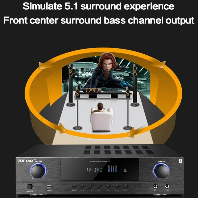 900W High Power Home Audio 5.1 Sound Amplifiers Karaoke Audio Digital Subwoofer Blueteeth Professional AV Speaker Amplifier