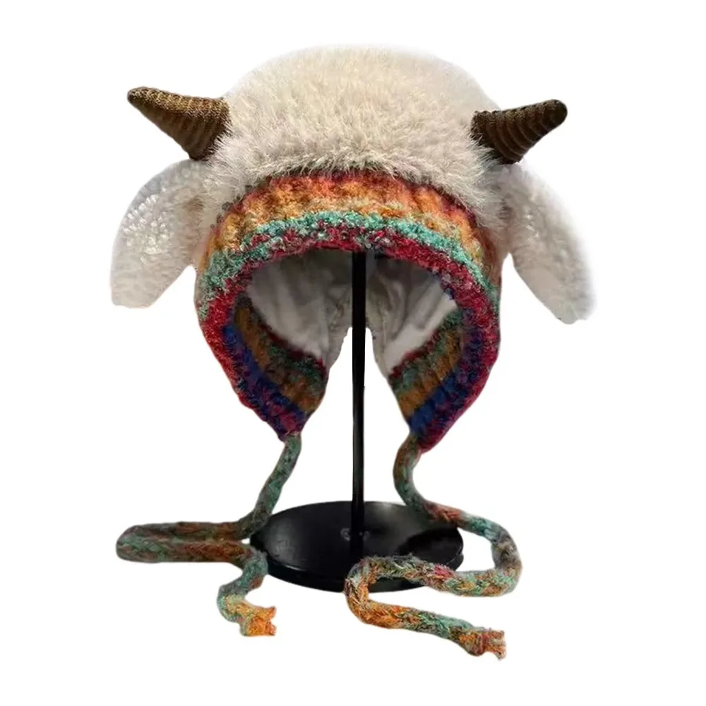 

Versatile Korean Style Ear Protection Hat Soft Ear Sound Lamb Beanie Hat Breathable Windproof Women Fluffy Hat Autumn and Winter