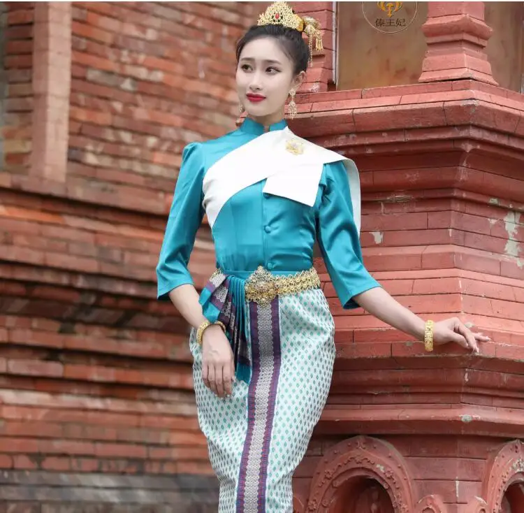 Jupe longue de style asiatique pour femmes, vêtements traditionnels thaïlandais, RON imbibé