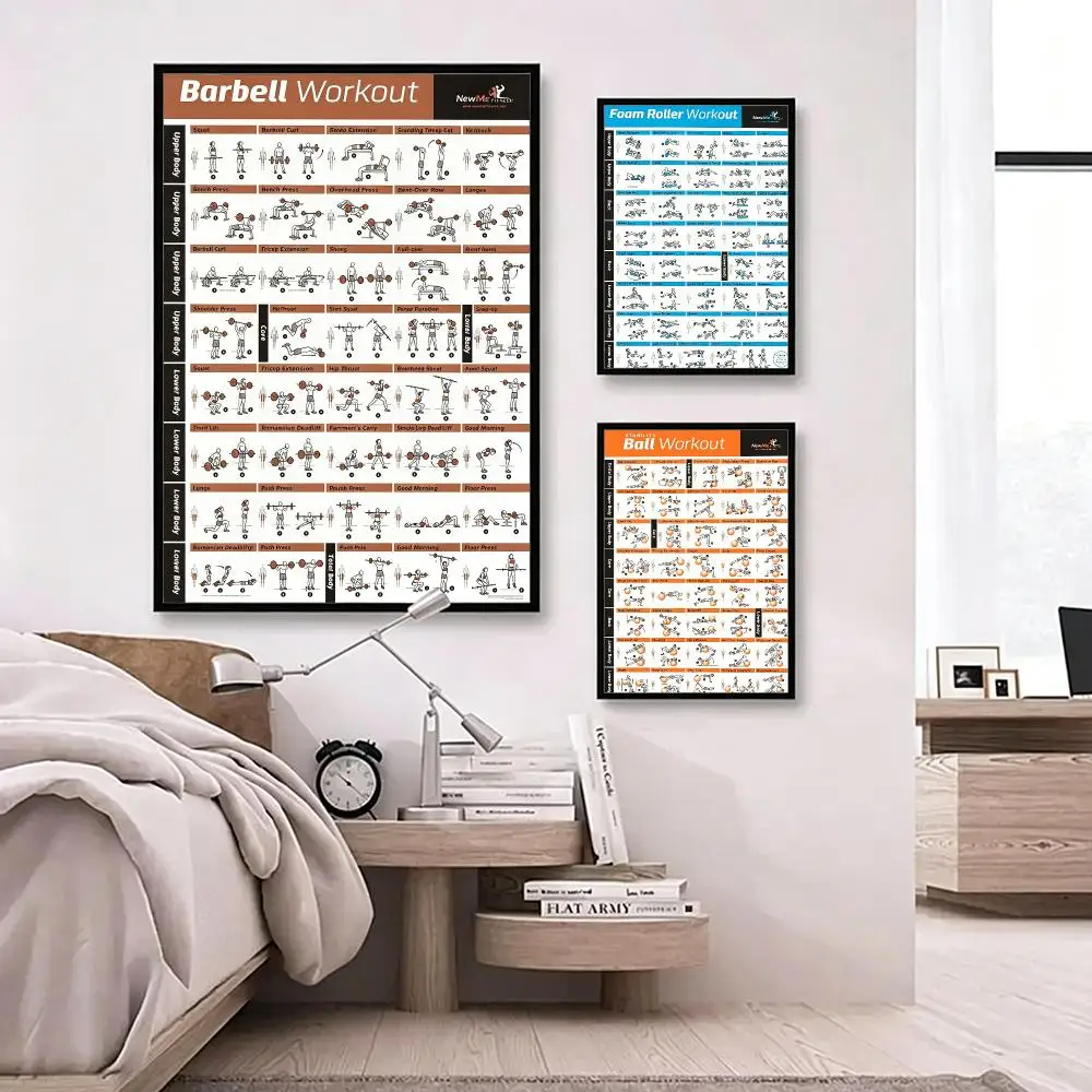 pattern Pilates Yoga Exercise Poster Poster HD Waterproof Self-adhesive Art Print Wall Decor for Bedroom Living Room Gift