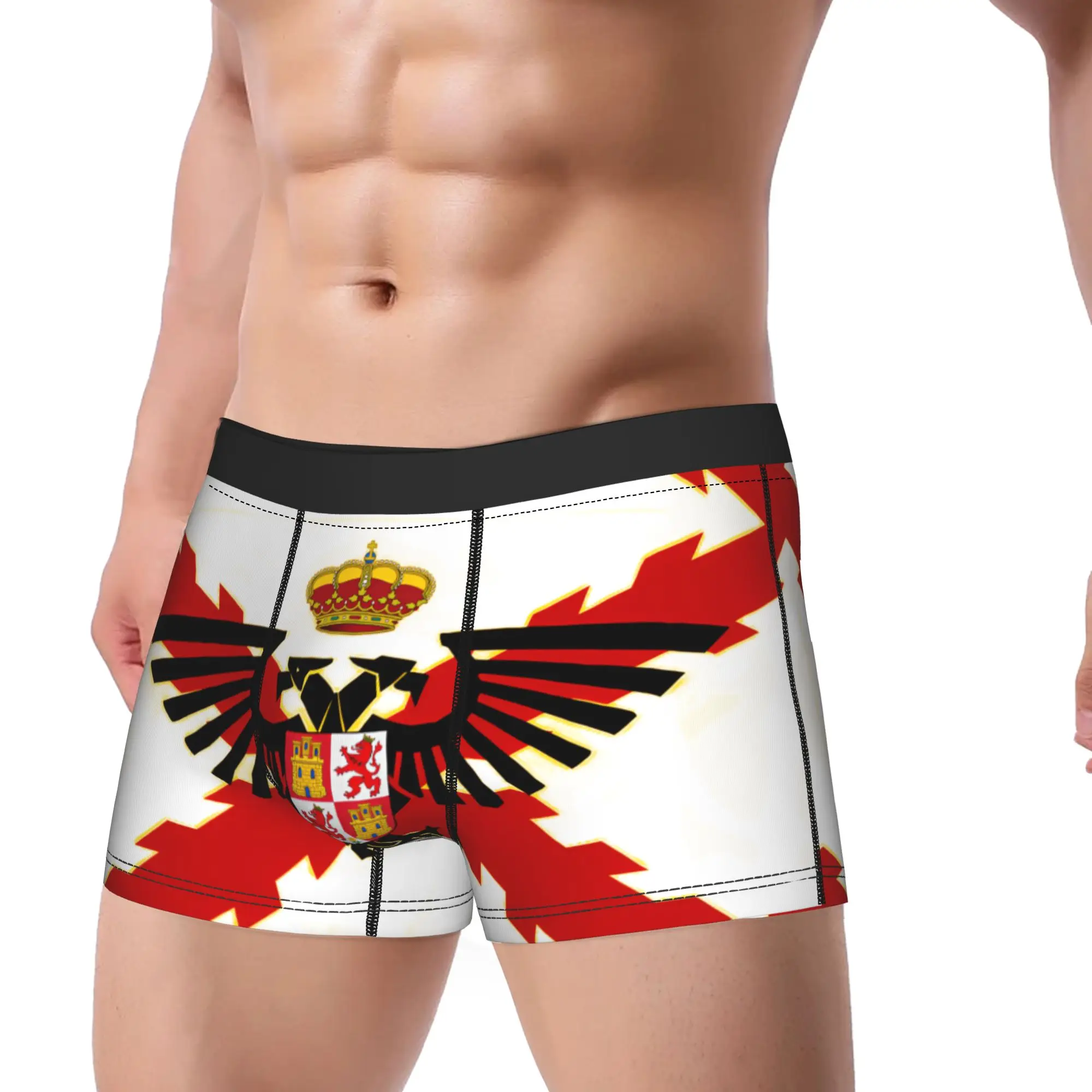 Spanish Empire Cross of Burgundy Flag Underwear  Funny Underpants Printed Shorts Briefs For Man 3D Pouch Oversize Boxershorts