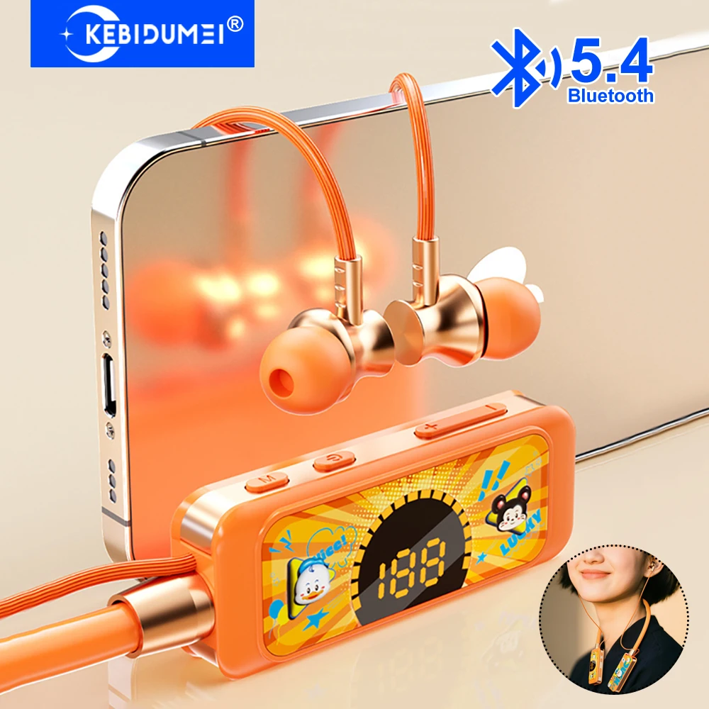 

Bluetooth 5.4 Headphones Neckband Earphones Noise Reduction Earbuds Voice Assistant Earphone Monitor Headsets Support TF Play