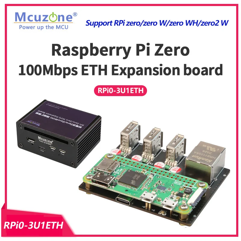 

RPi0_3U1ETH,10/100Mbps Ethernet and 3*USB for RaspberryPi zero W/WH, zero2 W, USB HUB,driver free