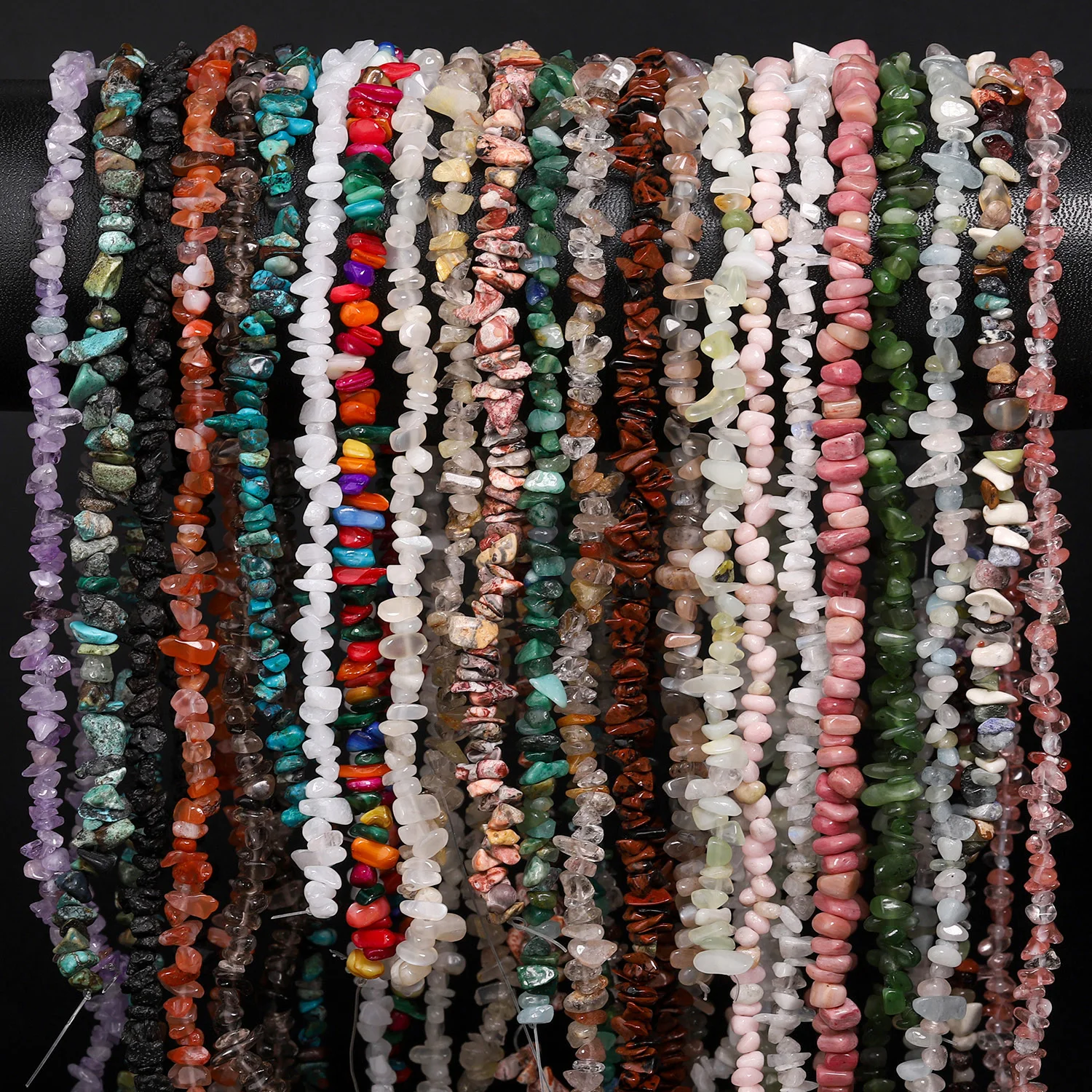 26 Arten unregelmäßiger Naturstein, Mondstein, Lava, Malachit, Türkis, Kies, lose Perlen für Schmuckherstellung, DIY-Armbänder