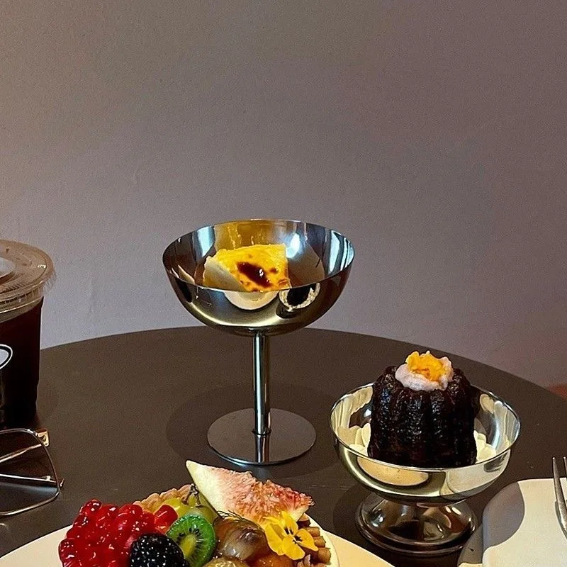 2023 neue Edelstahl Becher Tasse Eis Dessert Salat Schüssel Obst Platte Snack Gericht KTV Bar Liefert