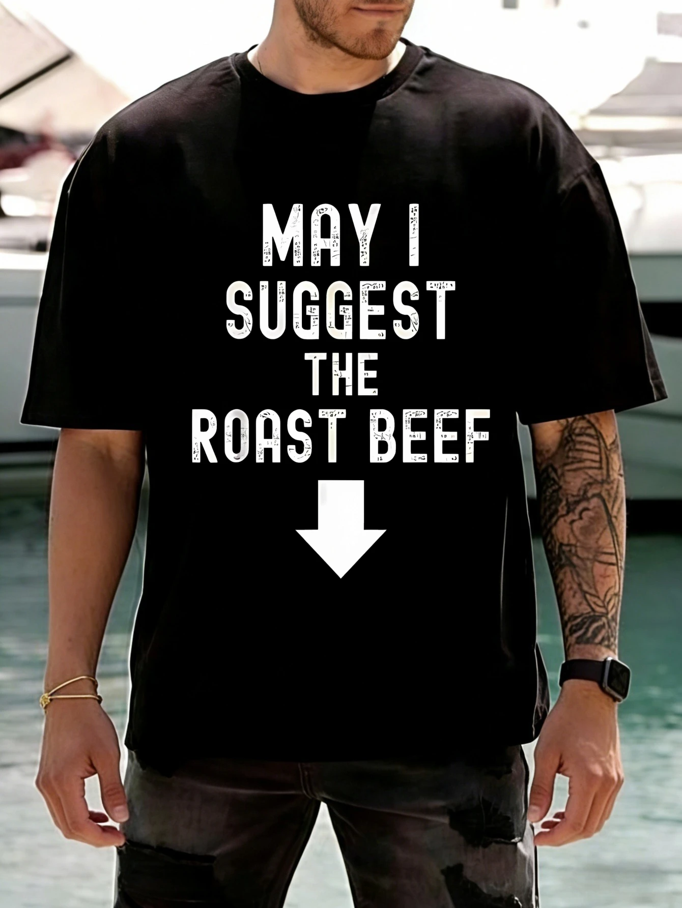 Camisetas de manga corta para hombre con estampado divertido, ¿me permitiría sugerir la camiseta informal de verano de algodón con gráfico de ternera asada para hombre?