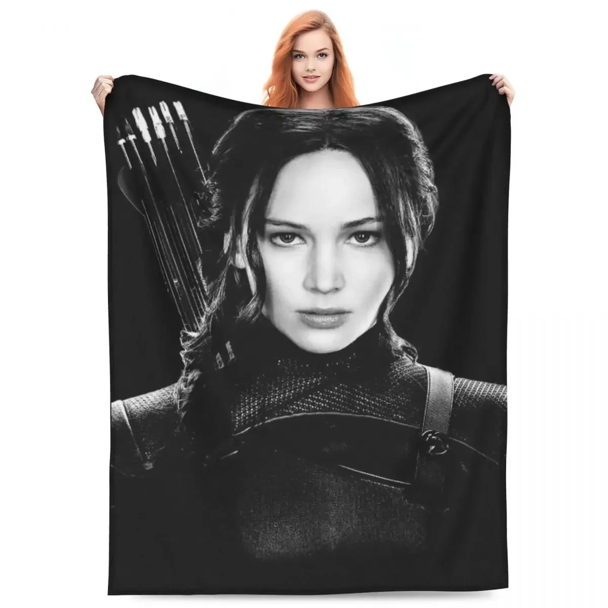 J-Jennifer Lawrences Flannel Blanket Movie Actress Warm Soft Throw Blanket for Couch Chair Camping Bedspread Sofa Bed Cover