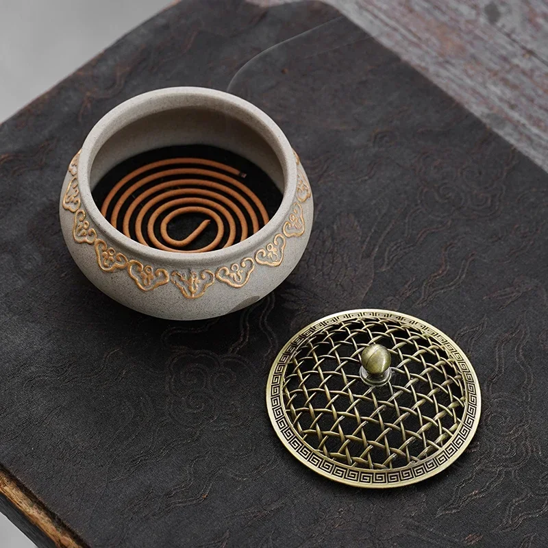 Hollowed-out Tea Ceremony Incense Burner Household Indoor Ceramic Antique Zen Aromatherapy Stove Incense Holder