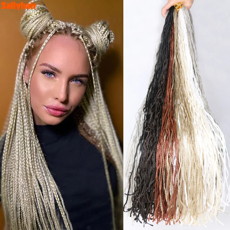 

Zizi Box Braids Sallyhair Synthetic Thin Box Crochet Braids Hair Colorful Zizi Braiding Hair Extensions Black 613 Brown Hair