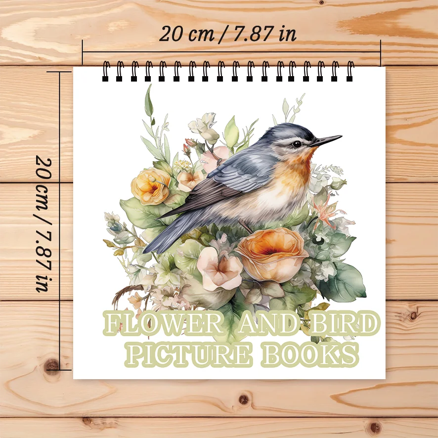 Coloring Book - 7.87x 7.87 inches 32 pages of cute bird coloring book - perfect gift for family or friends