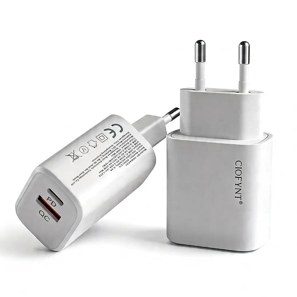 20W USB A+Type C Fast Charger PD QC Dual Port Wall Charger Adapter For iPhone 16 15 14 Samsung Xiaomi Phone