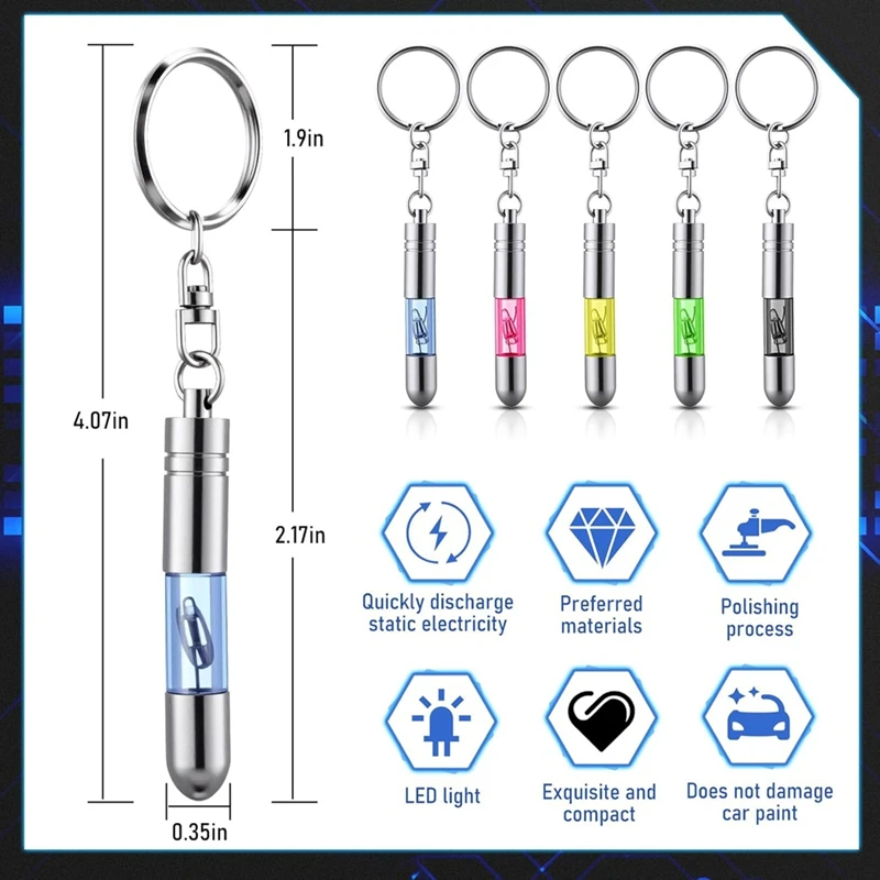 8Pcs Static Electricity Remover Keychain, Car Human Body Static Eliminator Discharger,Anti-Static Keychain ESD Tool Sets-A68X