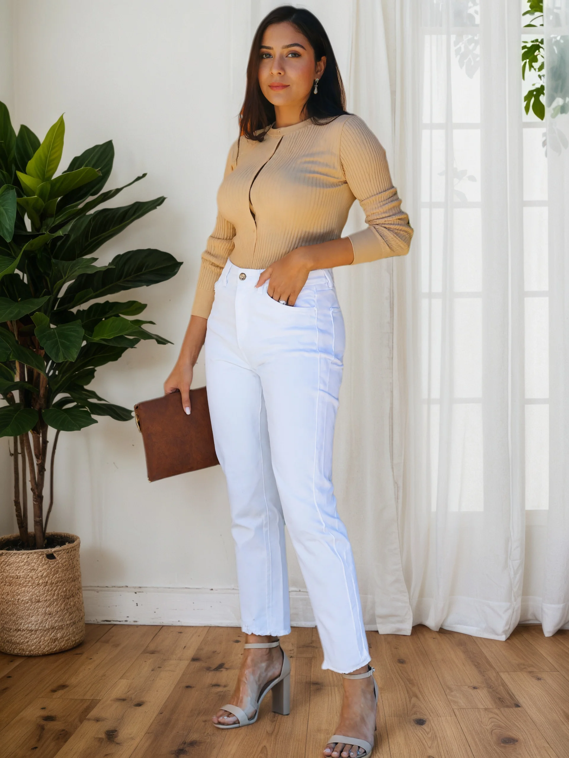 

Women's new casual jeans, ripped edge elastic shorts, women's ripped washed tight jeans, slanted pocket elastic jeans,