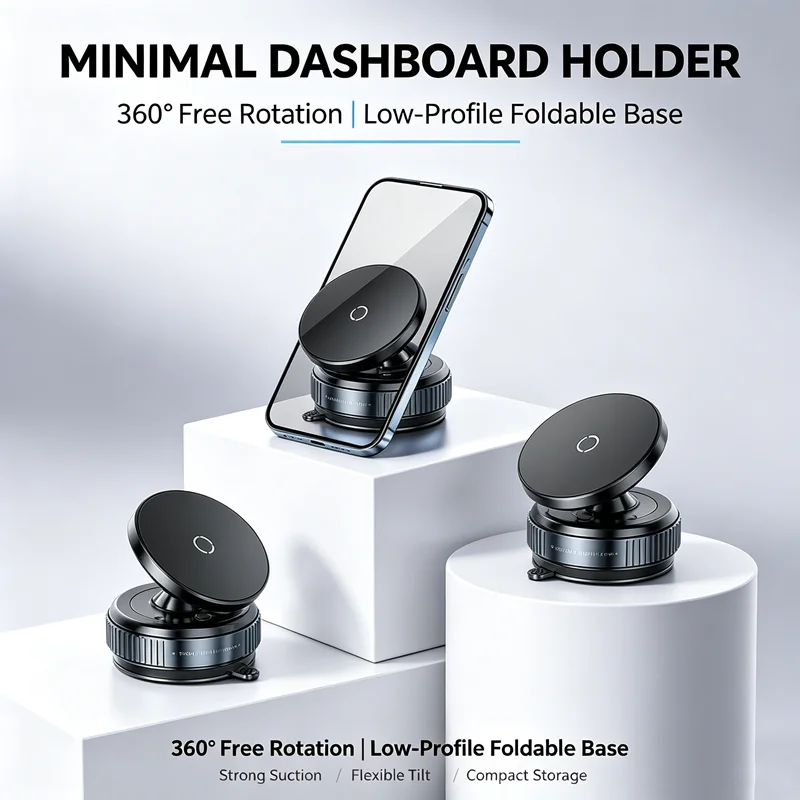 Multi-functional Magnetic Phone Holder Car Mount with Vacuum Suction Cup Hands-Free for Gym Mirror Smooth Surfaces - view 2