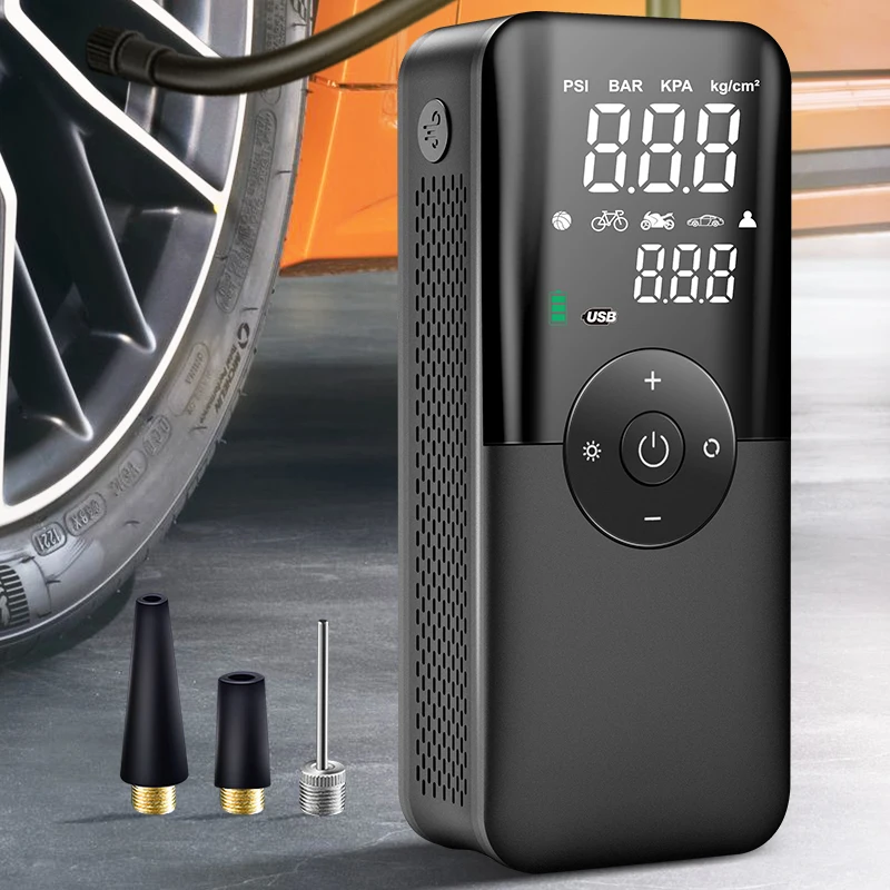 

Portable Car Inflator Intelligent Lighting Wireless Digital Display Mini Air Compressor for Motorcycle Bike Quick Inflation