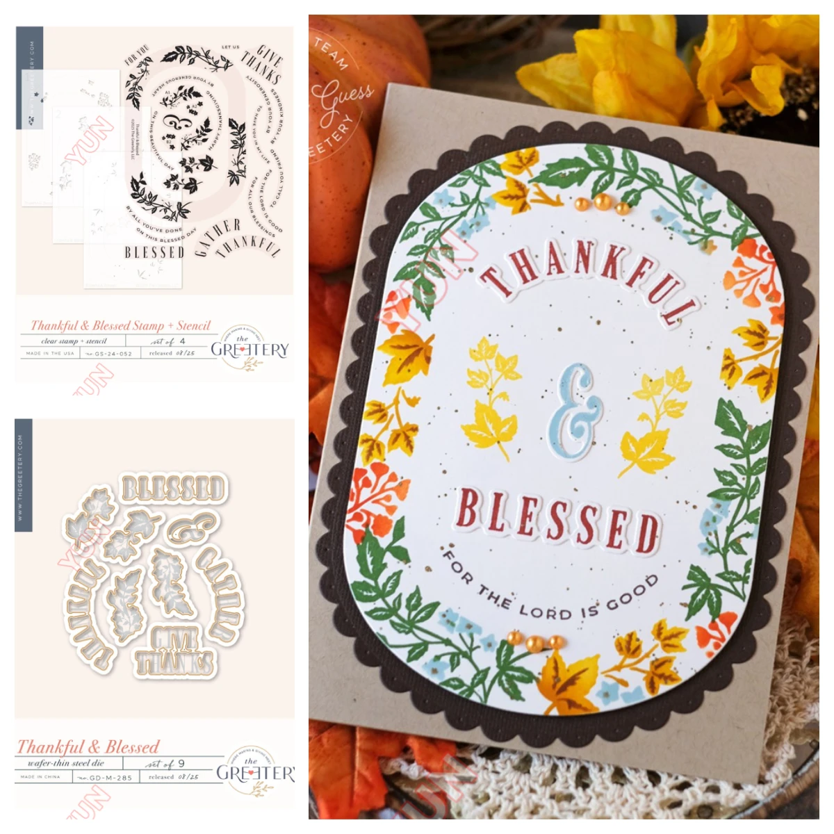 

2025 August New greetery Dies Stamp Stencils Thankful & Blessed DIY Scrapbooking Holiday Christmas Card Craft Embossing Template