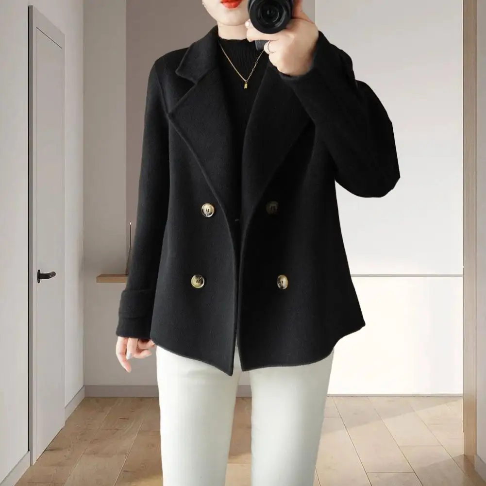 Women Long Coat Stylish Women's Double-breasted Woolen Coat Warm Loose Fit for Fall/winter for Formal Business Commute Solid