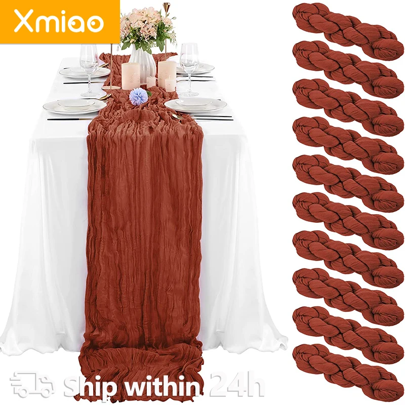 10Pcs/set Dinning Table Decoration Rust Table Cloth Set Wedding Decoration Cotton Gauze Dusty Blue Napkins gift Gauze Table