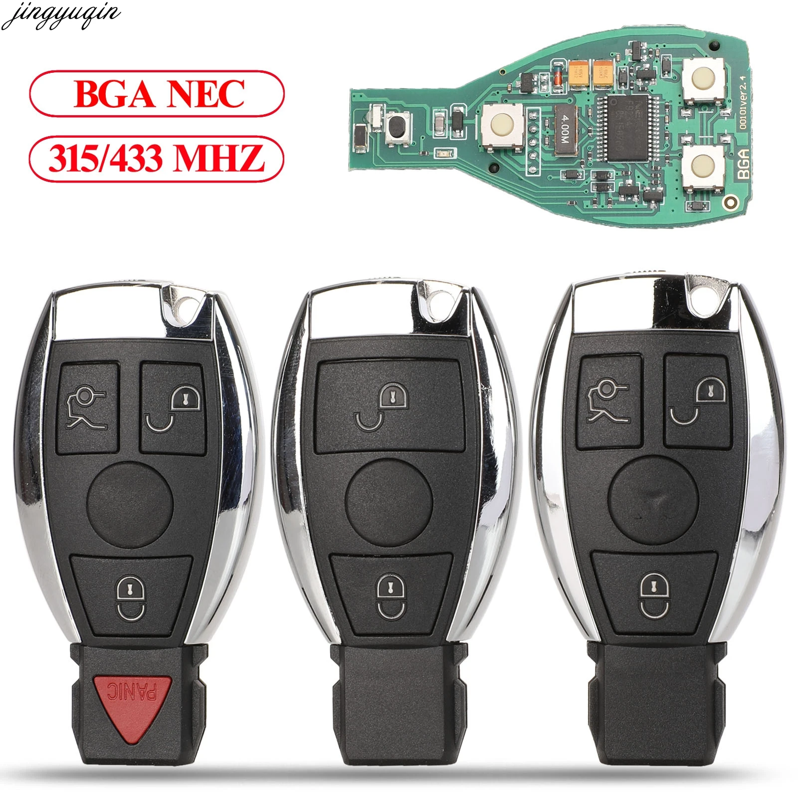 Jingyuqin 2/3/4 Buttons Smart Car Key 315Mhz/433MHz For Mercedes Benz E S 2Supports Original NEC BGA Remote Control Fob