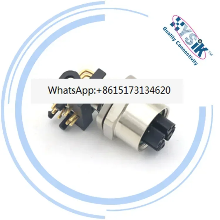 M12 X model board end 90 degree PCB 1 quadrillion network cable 8 core curved pin connector signal connector