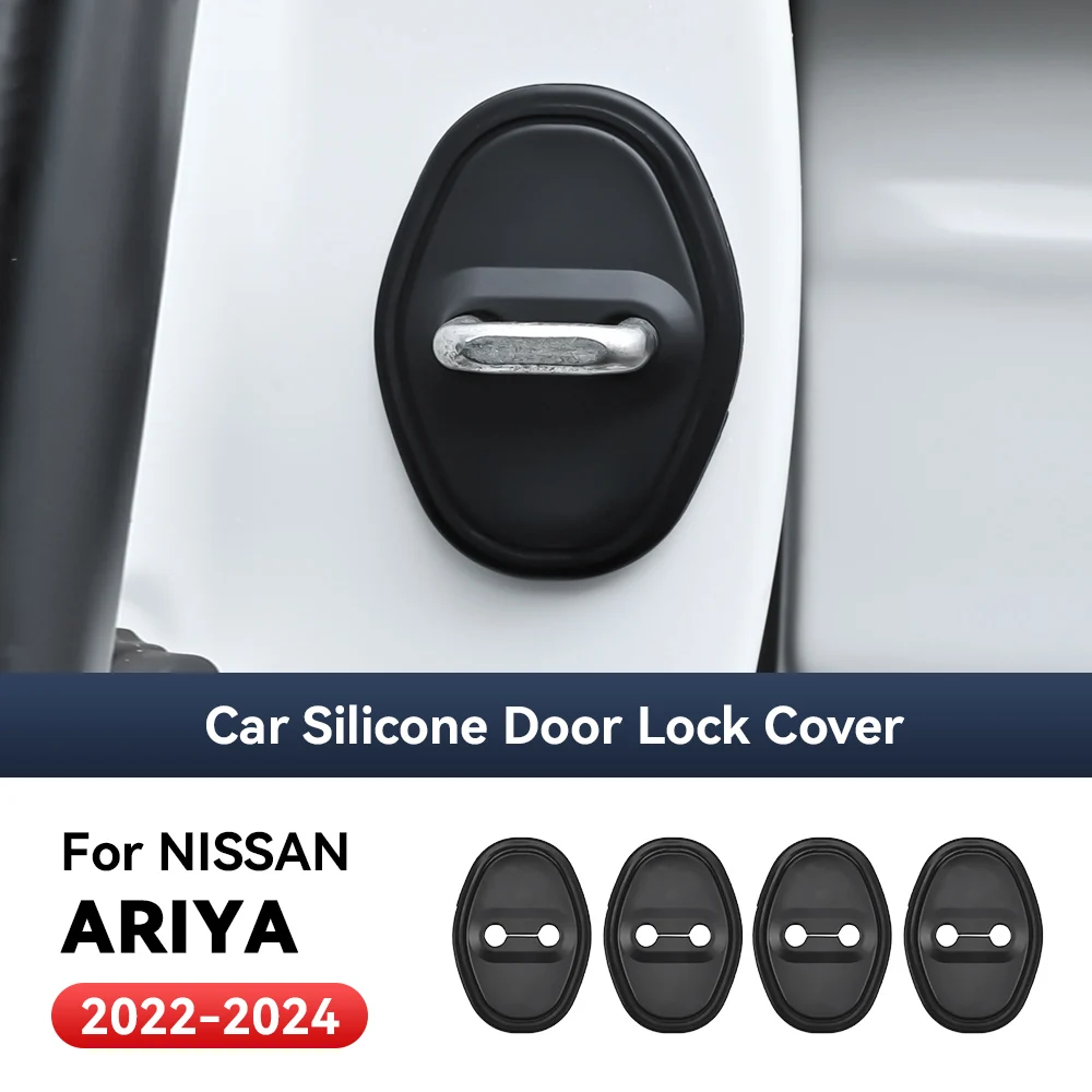 4pcs Car Decorat Accessories Silicone Protecte Auto Door Lock Latch Shock Absorber Cover For NISSAN ARIYA 2022-2024