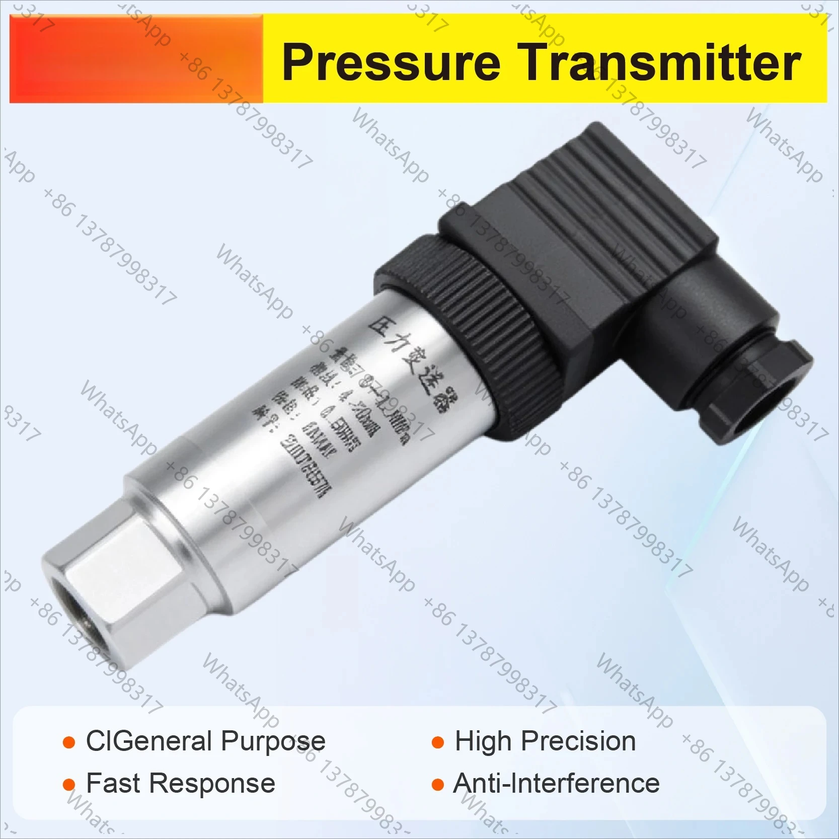 Industrial Pressure Transmitter 4‑20mA Diffused Silicon Sensor Compact Transducer G1/4 NPT1/4 G1/2 NPT1/2 Internal Thread