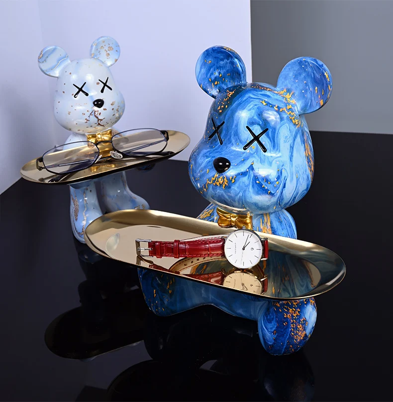 Bunte Bärenstatuen und Skulpturen Butler Figur Ornamente Innen Nordic Dekorative Zimmer Tischdekoration Harz Handwerk Geschenk – Detail 13