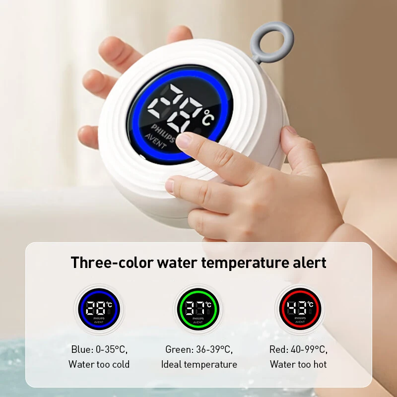 Avent ميزان حرارة الاستحمام للأطفال حوض استحمام الطفل مقياس درجة حرارة الماء شاشة عرض LED كاشف درجة حرارة سلامة الطفل