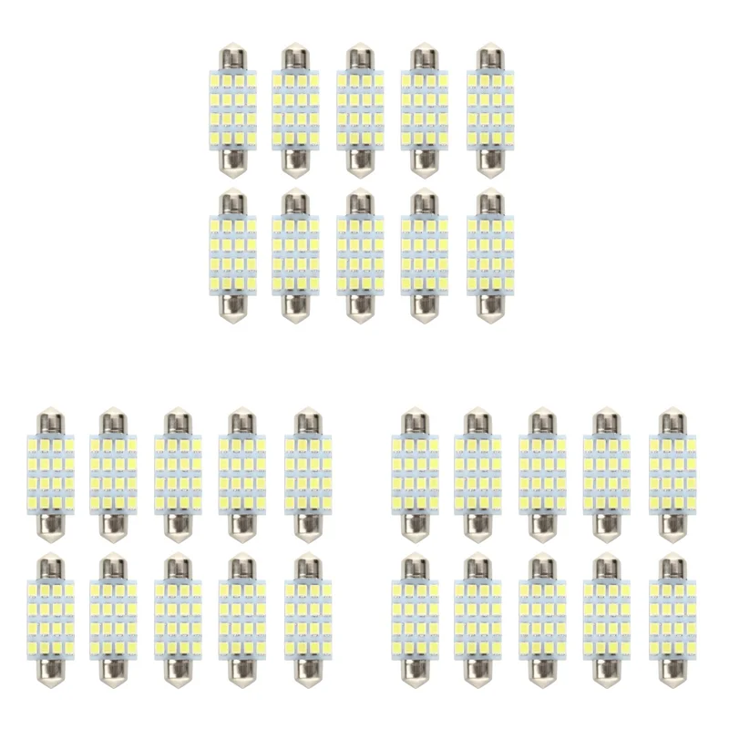 

30 PCS 16 Torpedo Car Bulb LED SMD 3528 42 Mm - White