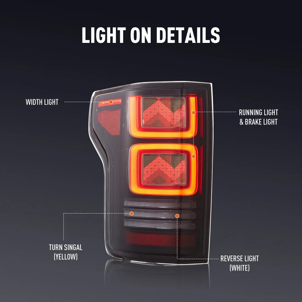 Sepasang Lampu Belakang LED Untuk Ford F150 2018-2022 DRL Lampu Mundur Rem Sinyal Belok Plug And Play Perakitan Lampu Belakang Mobil