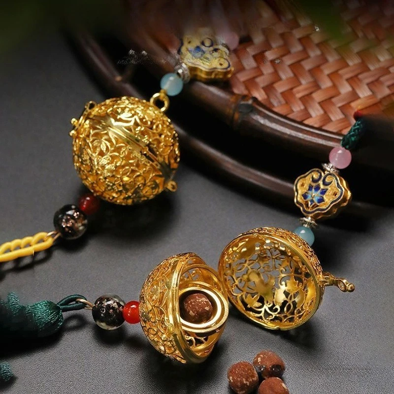 Chinese Ancient Style Hollow Sachet Ball, Xi'an Openwork Grape & Bird Pattern