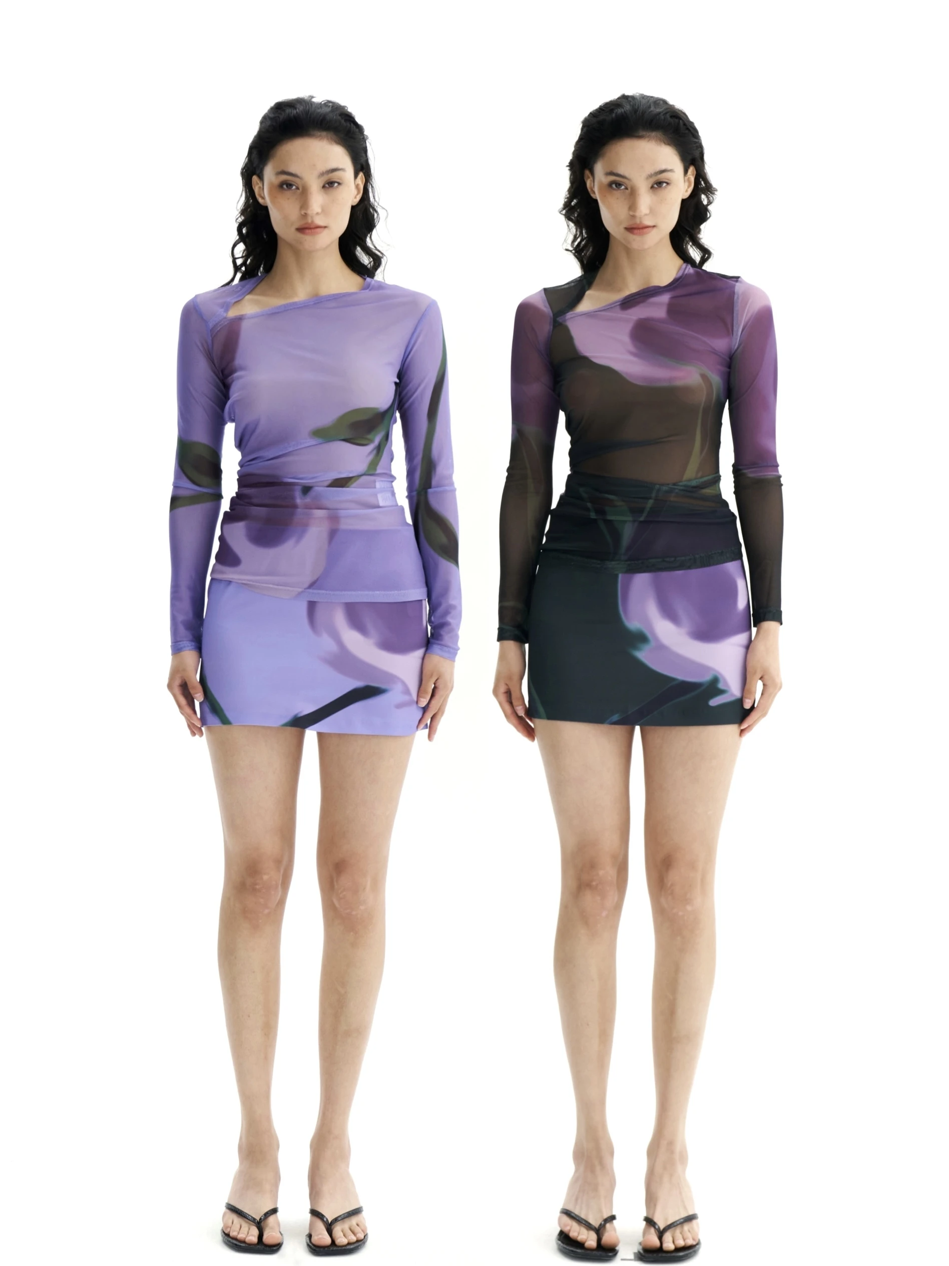 

Kendall Scarlet Sage Rose Me Slim Fit Long Sve Satin Low Waist ort Skirt Set Women's Faion Summer 2023 Bodycon Sle