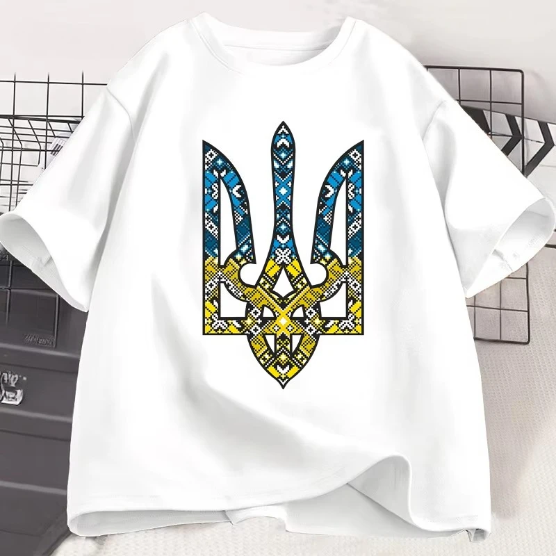 Ukraine Emblem Printed T-shirt Men Women O-Neck Casual Tops Tees Ukrainian Trident Gift T Shirt Cotton Oversized Tshirt Clothing